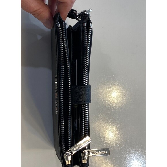 Michael Michael Kors Jet Set Travel Black Double Zip Leather Wristlet NEW $228 - Picture 4 of 13